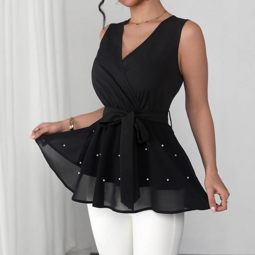 Damen Elegantes Wickeloberteil mit dekorativen Perlen Echo Archiv