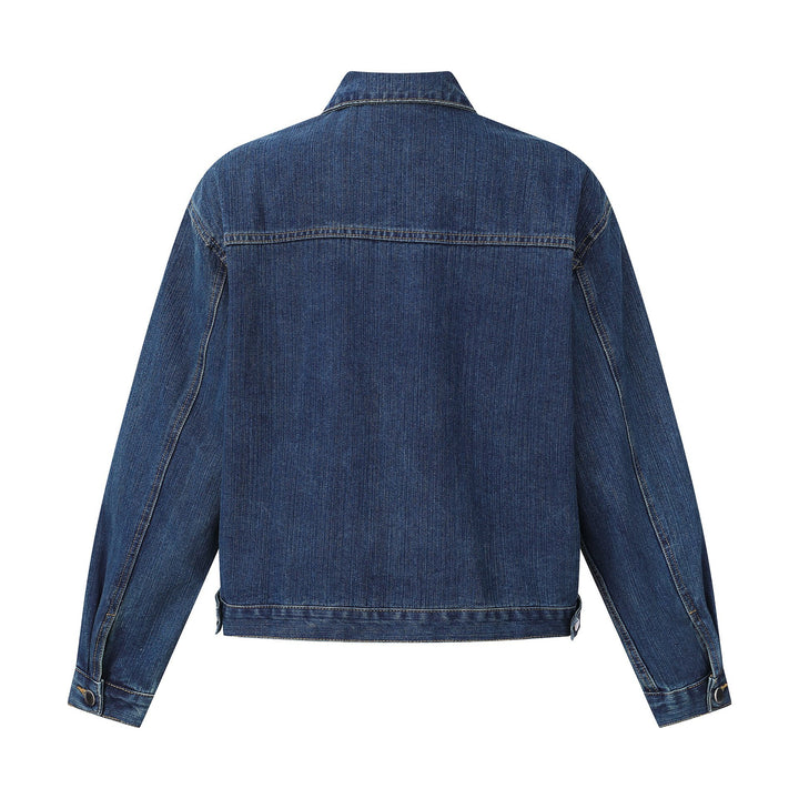 Unisex kastig geschnittene Denim‑Blousonjacke mit durchgehendem Reißverschluss Echoarchiv