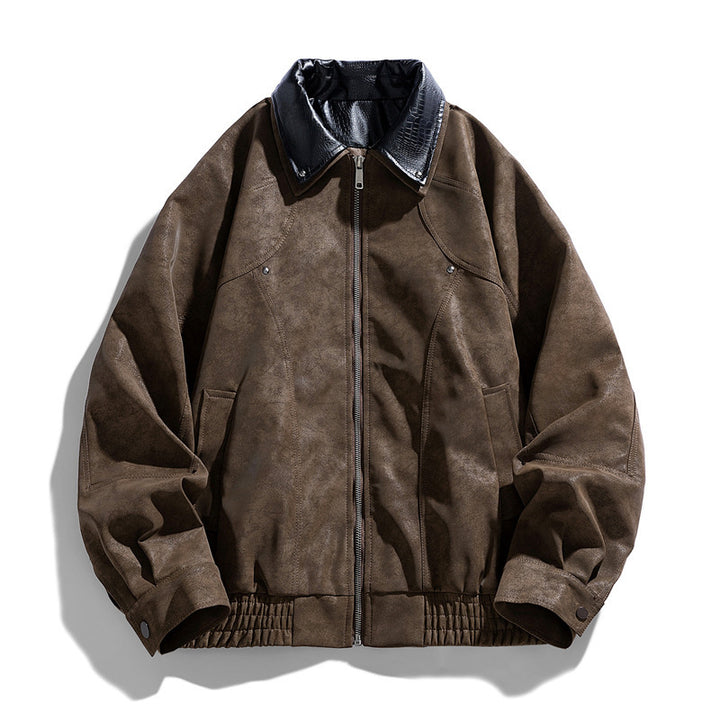 Herren Modische Kunstlederjacke mit Stehkragen Echo Archiv