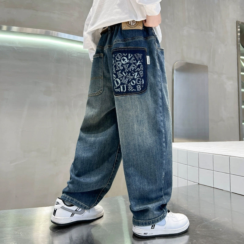 Herren weite Denim-Hose mit kreativen Taschen Echo Archiv