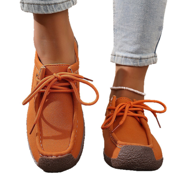 Damen lässige Mokassin-Slipper aus Veloursimitat mit dekorativer Ziernaht, elastischer Schnürung und flexibler Gummisohle – Lioré