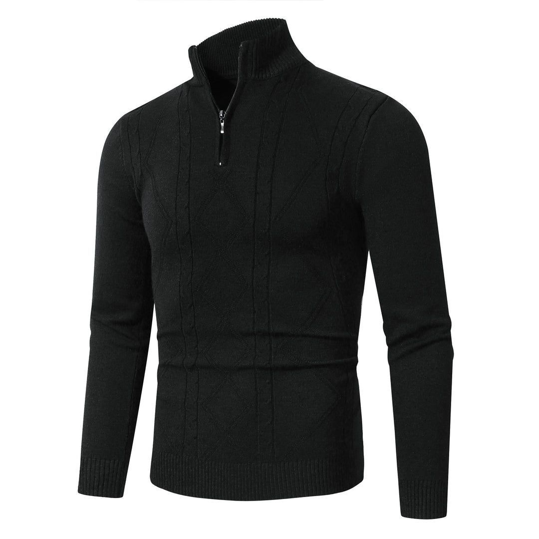 Herren Strickpullover mit modernem Zopfmuster und hohem Stehkragen Echoarchiv