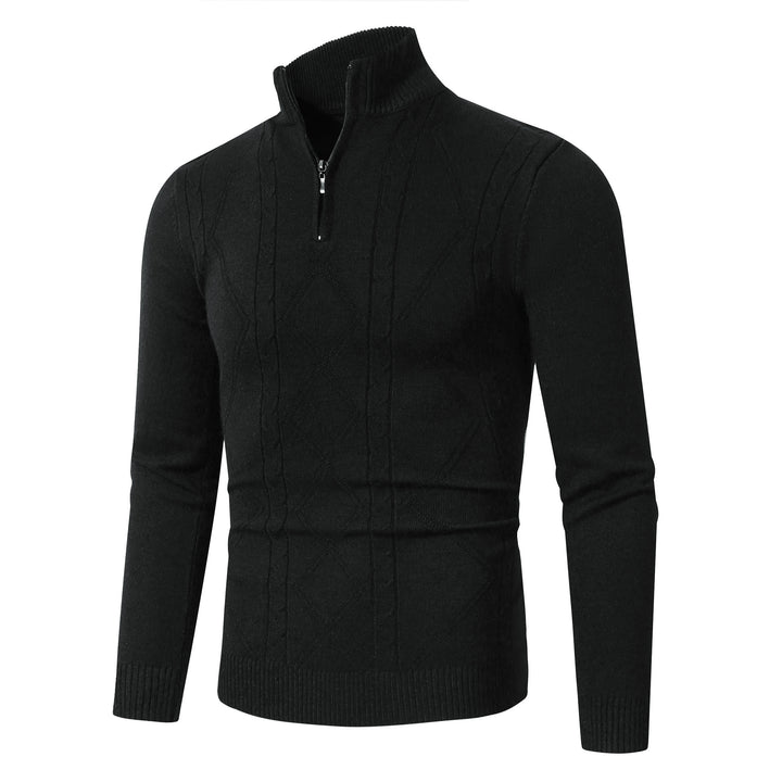 Herren Strickpullover mit modernem Zopfmuster und hohem Stehkragen Echoarchiv