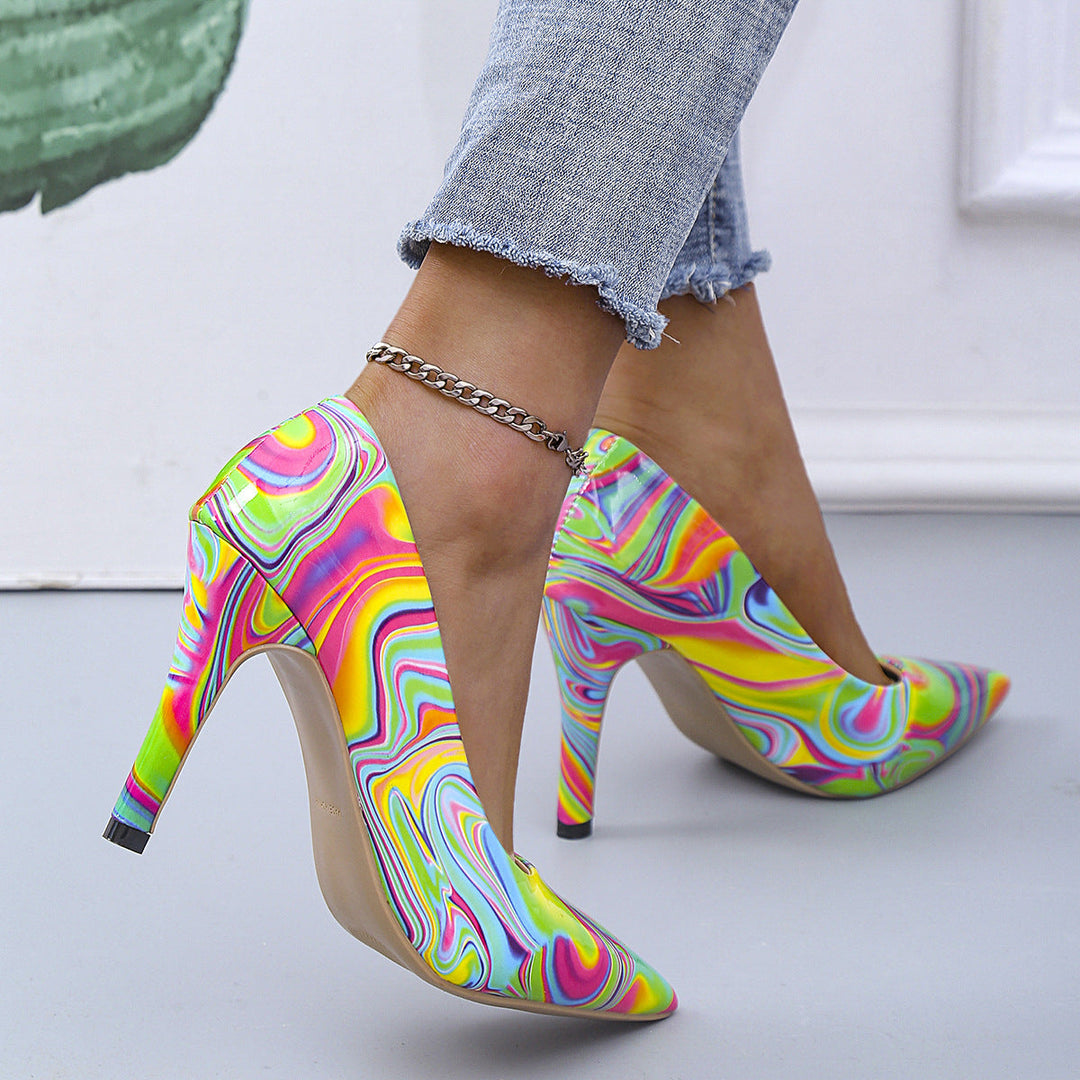 Damen High Heels mit buntem Marmor-Design und elegantem Stiletto Echoarchiv