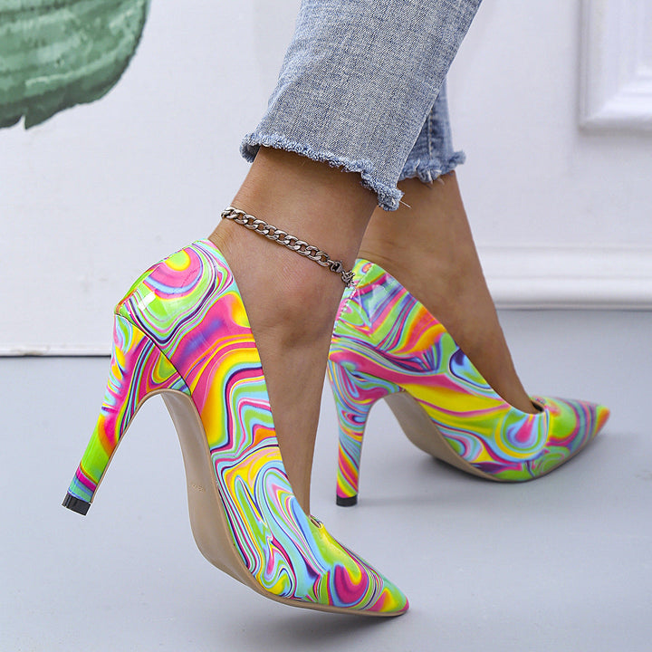 Damen High Heels mit buntem Marmor-Design und elegantem Stiletto Echoarchiv