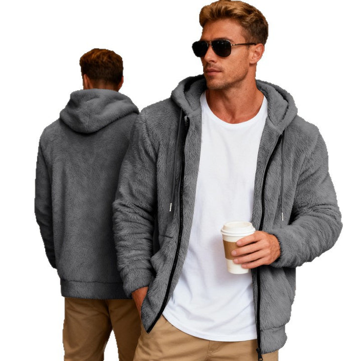 Herren kuschelige Fleecejacke mit praktischem Reißverschluss und Kapuze Echoarchiv