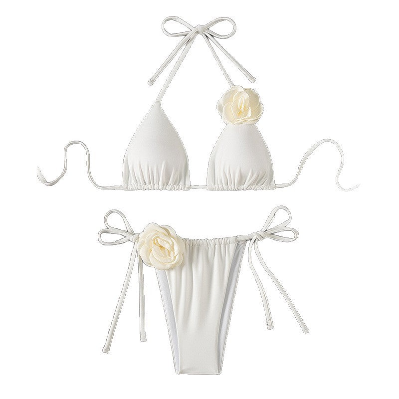 Damen Triangel-Bikini mit Blumenapplikationen und verstellbaren Bändern Echo Archiv