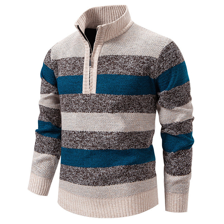 Herren lässiger Pullover mit modernem Stehkragen und Halbreißverschluss Echoarchiv