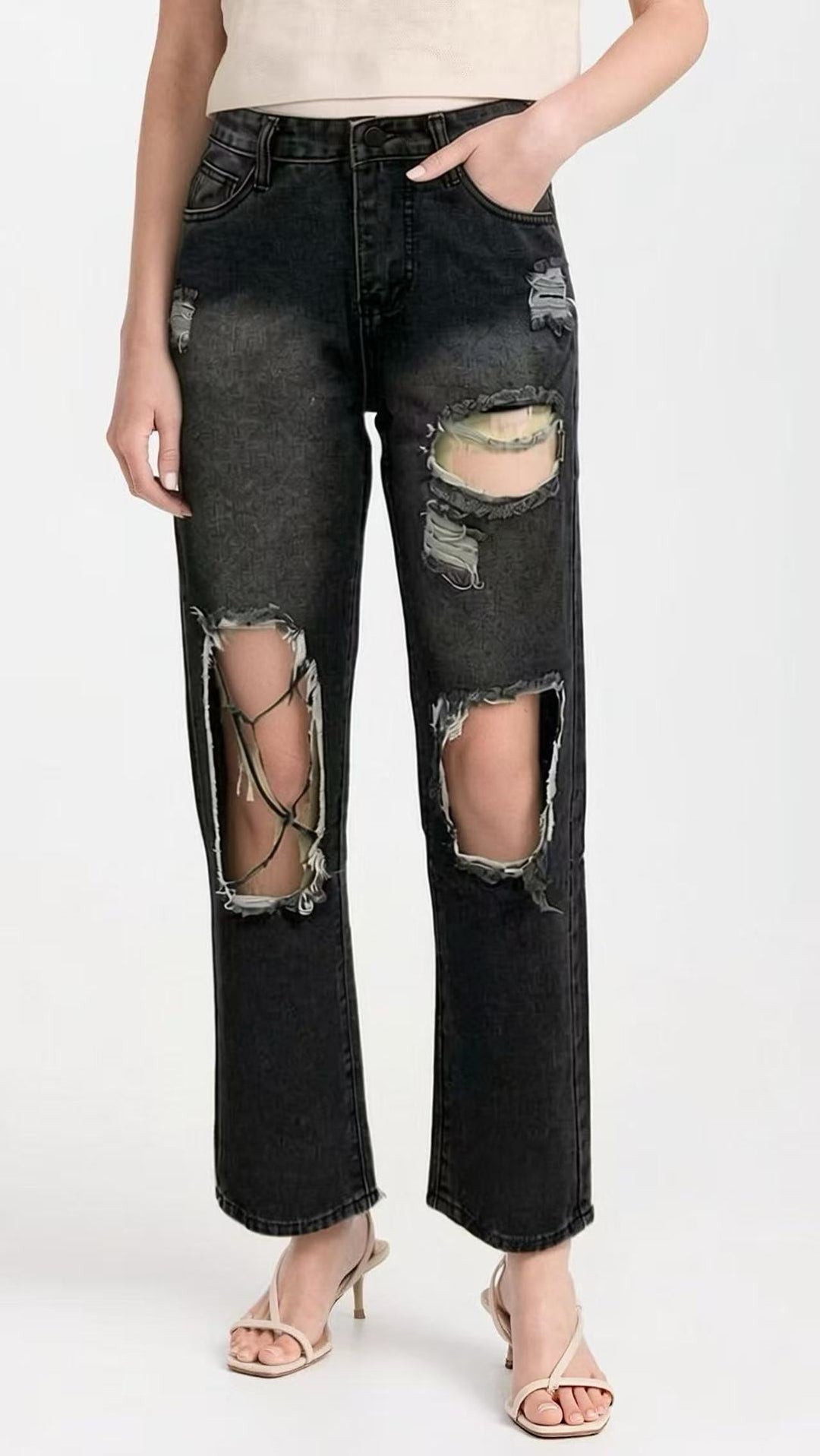 Damen distressed Mom Jeans mit trendy Cut-Out-Details Echo Archiv