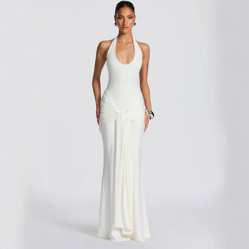 Damen Maxikleid mit elegantem Halterneck und raffinierten Drapierungen Echo Archiv