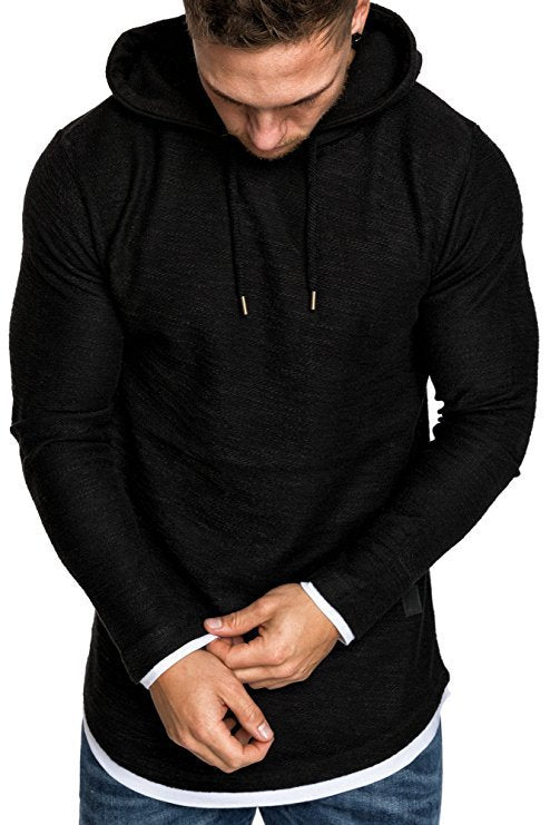 Herren Langarm Kapuzenpullover mit sportlichem Schnitt und feiner Struktur Echoarchiv