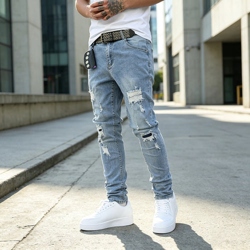 Herren Enganliegende Ripped Jeans Echoarchiv