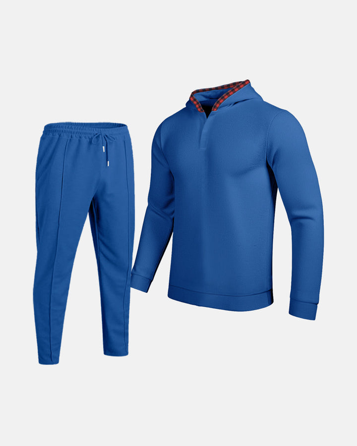 Herren Sportlicher Hoodie mit Karodetails und passtgenauen Jogginghose Echoarchiv