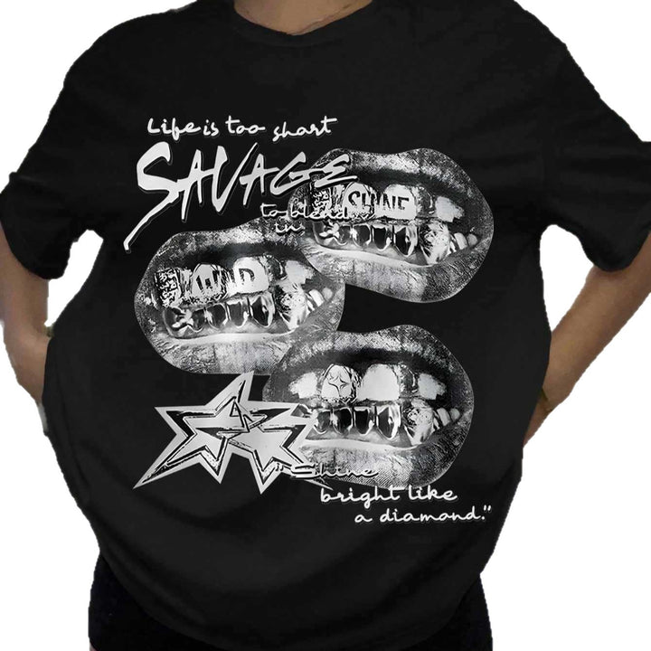 Damen T-Shirt mit kreativem Grafikdesign und urbanem Statement Echo Archiv