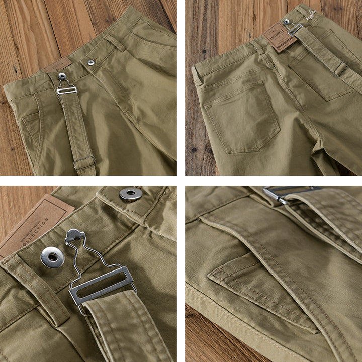 Herren Tapered-Chinohose mit abnehmbarem Gurt, hohem Bund und gekrempeltem Saum Echoarchiv