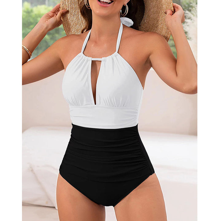 Damen Eleganter Hochwertiger Einteiler Badeanzug mit schmeichelndem Rüschendesign Echo Archiv