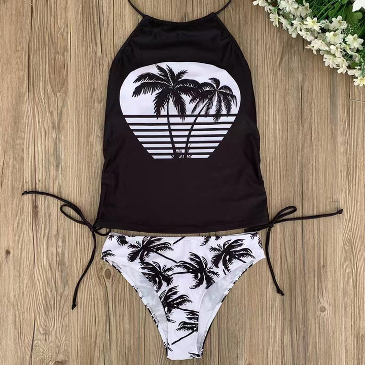 Damen Tankini-Set mit verstellbarem Halter-Design und tropischem Druck Echo Archiv