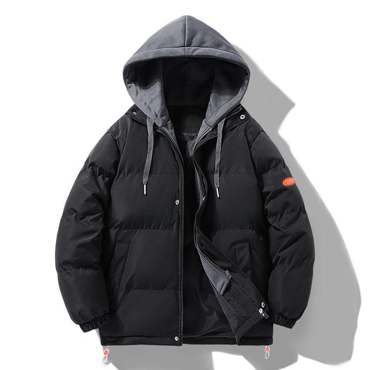 Herren Wattierte Pufferjacke mit kontrastfarbener Kapuze, winddichter Außenhülle und Kordelzug Echo Archiv
