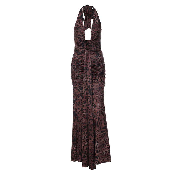 Damen Elegantes Maxikleid mit tiefem V-Ausschnitt und Raffungen Echo Archiv