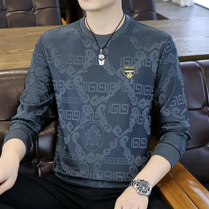 Herren Luxuriöses Langarmshirt mit strukturiertem Design Echoarchiv
