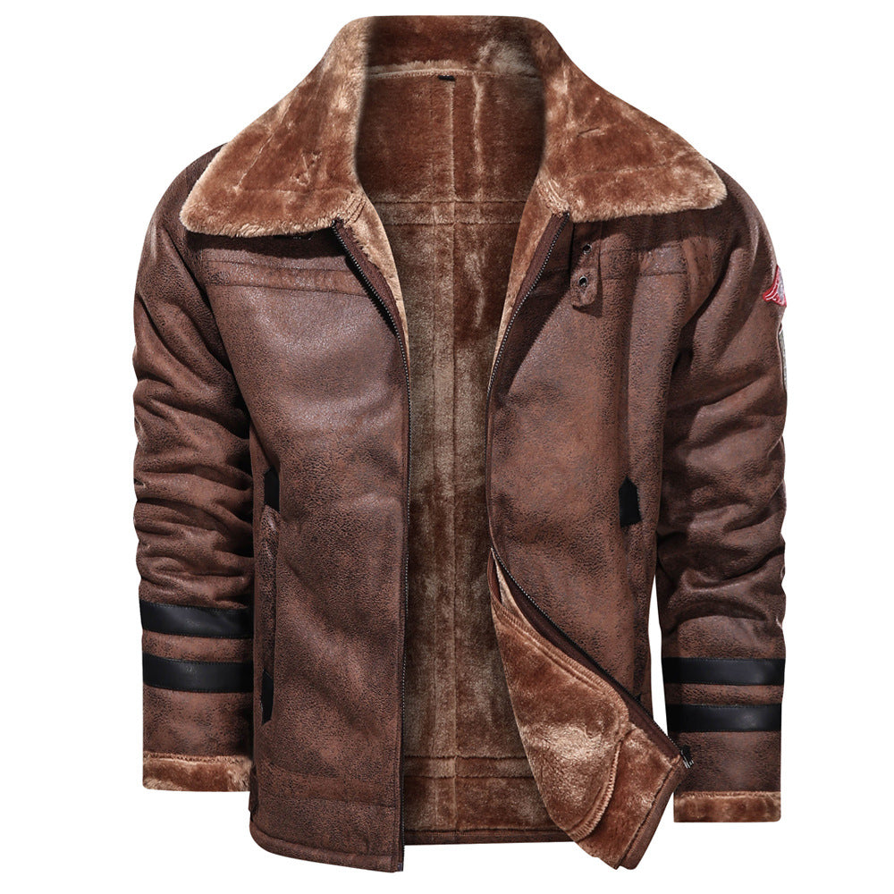 Herren Pilotenjacke aus Kunstleder mit warmem Futter Echoarchiv