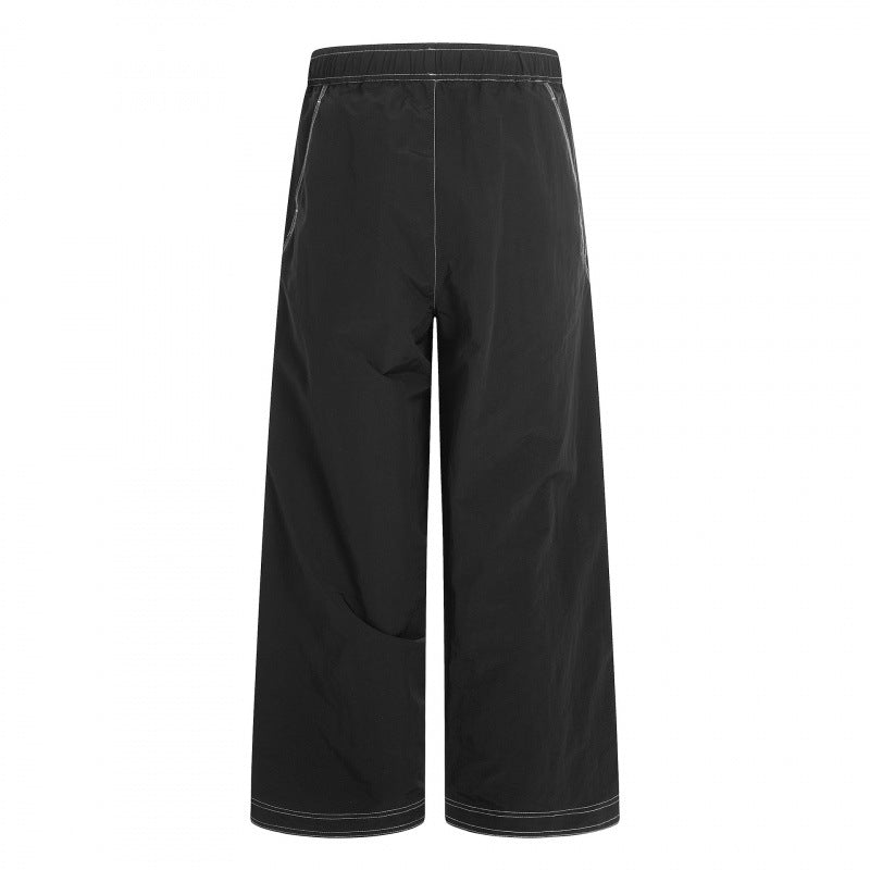 Damen Weite Hose mit elastischem Bund, Kordelzug und kontrastierenden Ziernähten Echo Archiv
