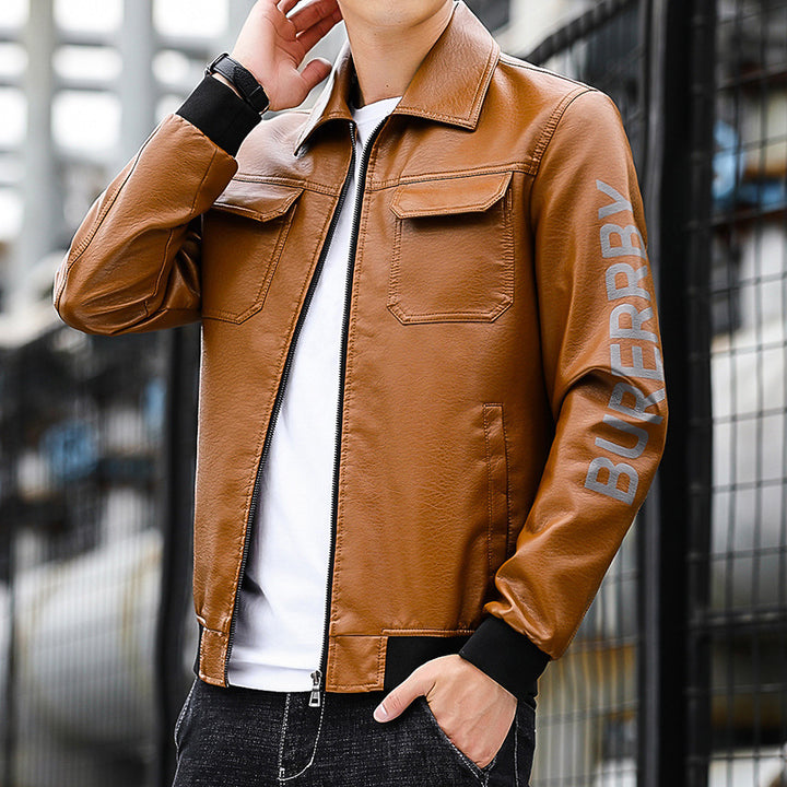Herren Kunstleder‑Pilotenblouson im Aviator‑Stil mit Brustklappen und Rippbündchen – Taviero