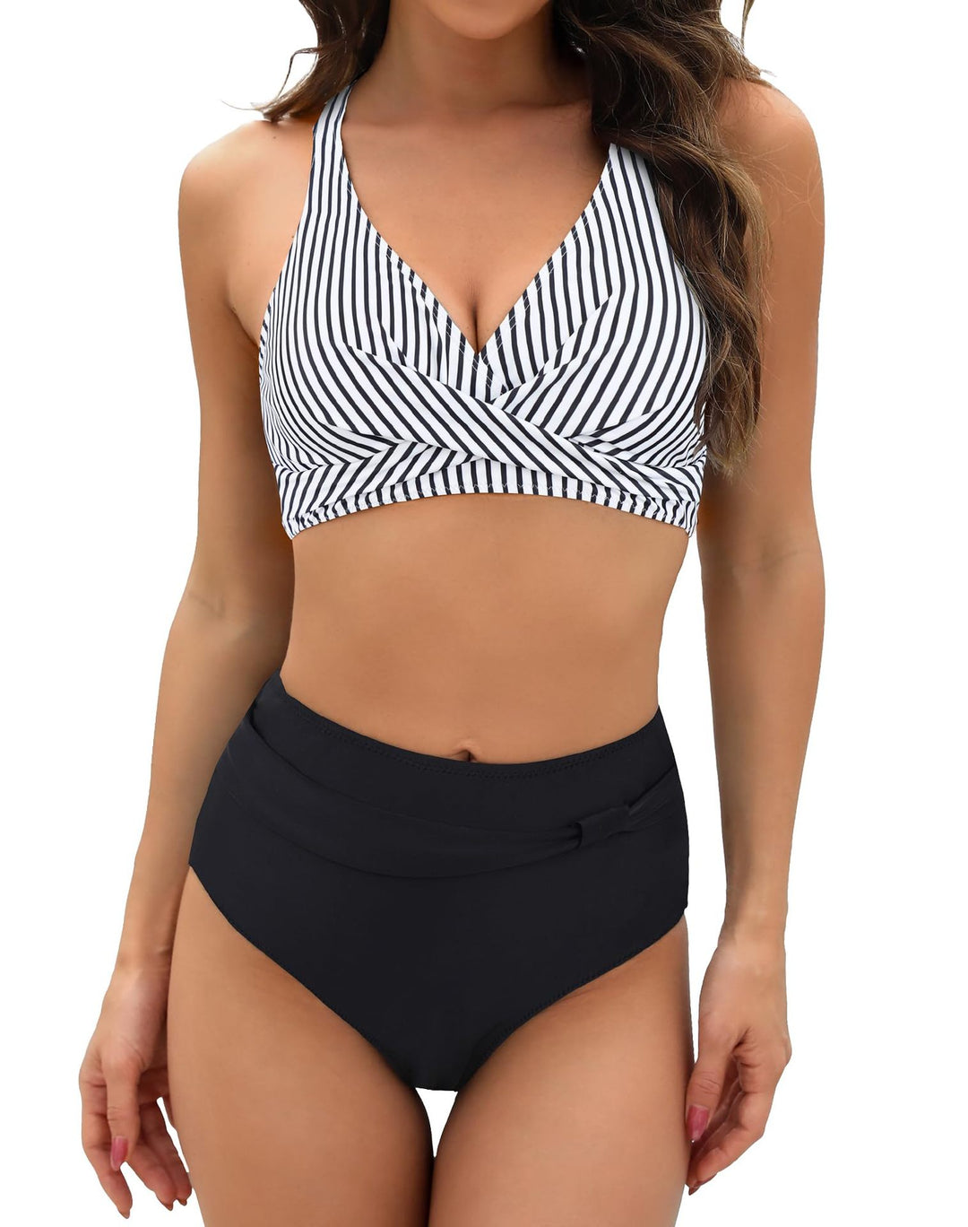 Damen Sportliches Bikini-Set mit stylischem Wickeloberteil und hochgeschnittenem Slip Echo Archiv