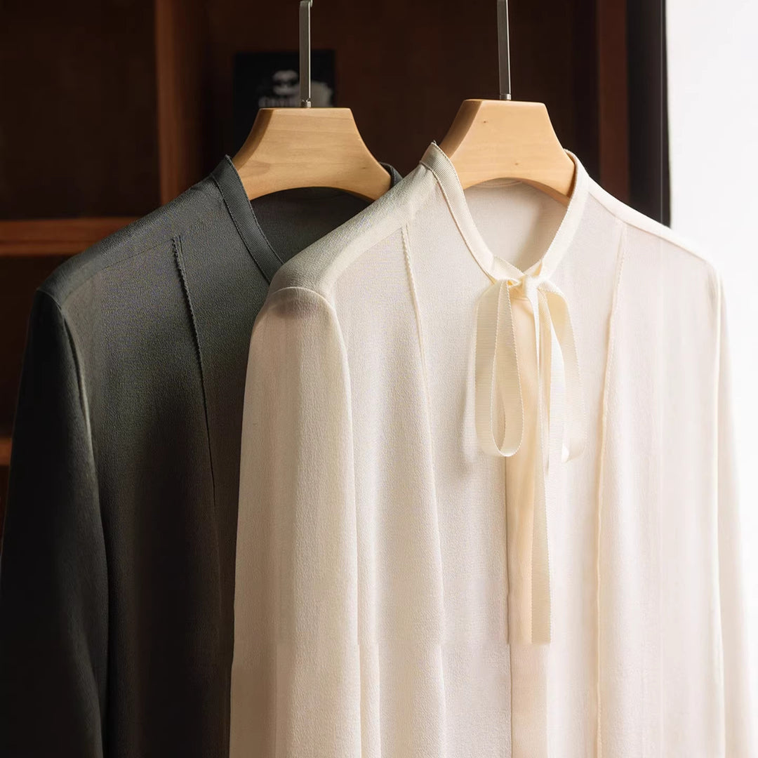 Damen Edle Bluse mit Schleifen-Detail Echoarchiv