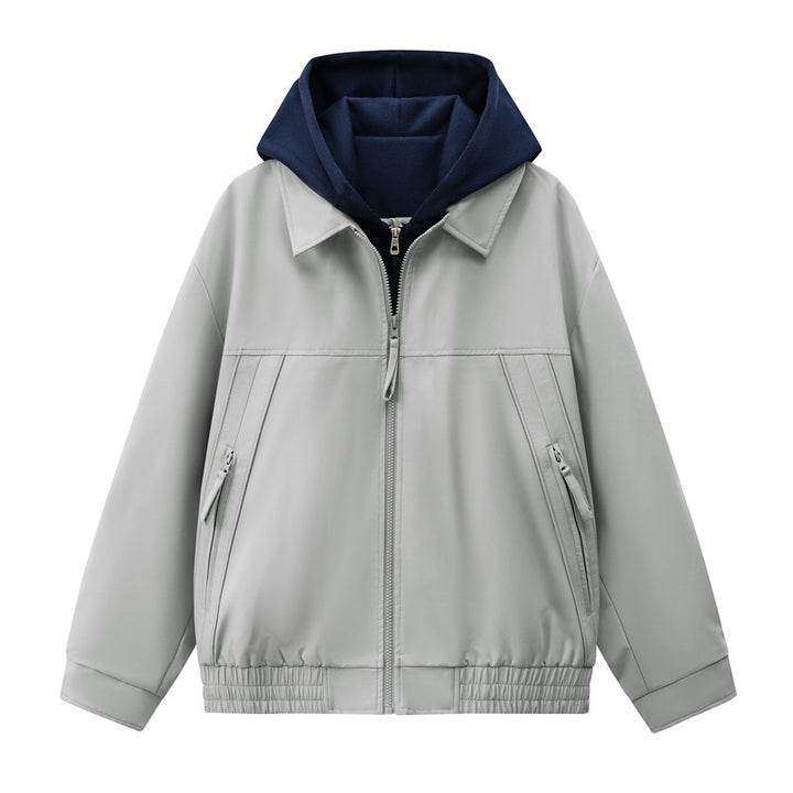 Herren Boxy-Übergangsjacke mit kontrastreicher Innenkapuze und elastischem Saum Echoarchiv