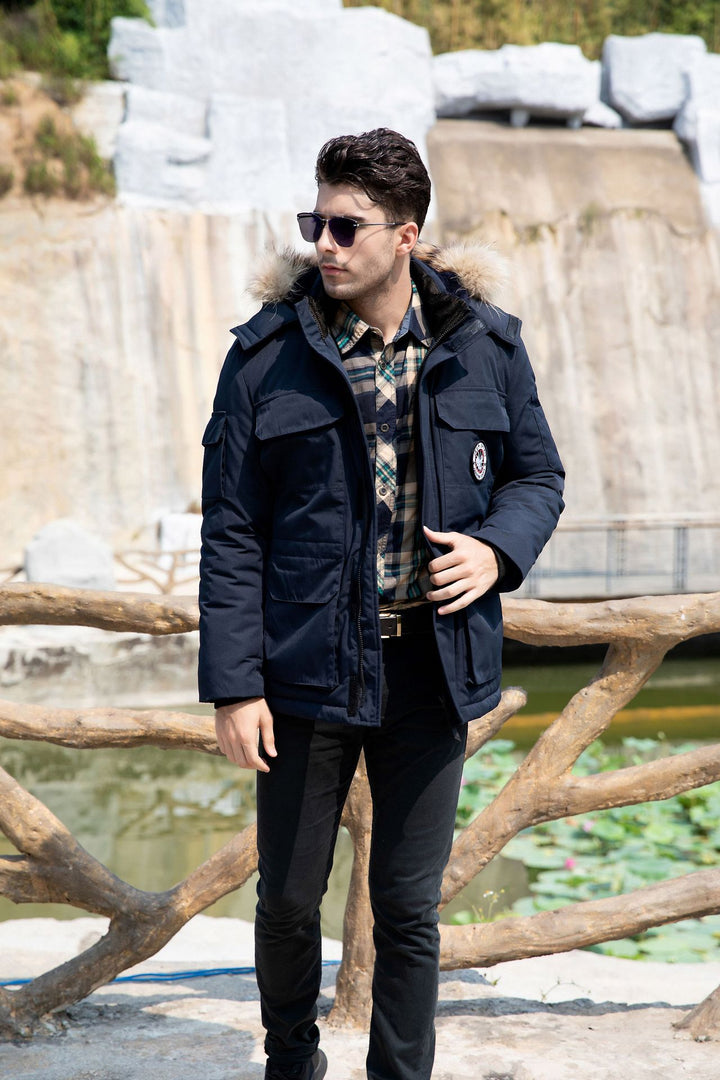 Herren isolierter Field-Parka mit abnehmbarem Kunstfellkragen und Mehrfachtaschen Echo Archiv