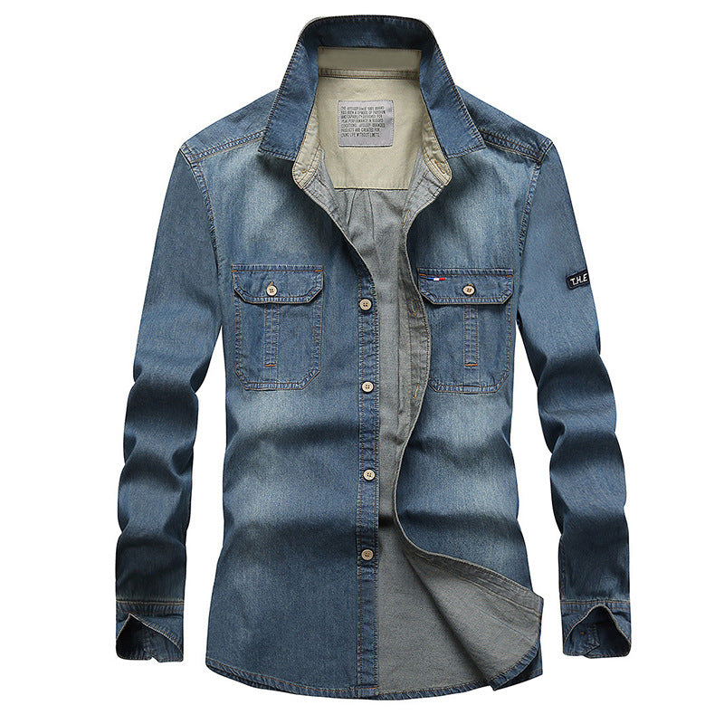 Herren Modisches Denim-Hemd mit Utility-Taschen Echo Archiv