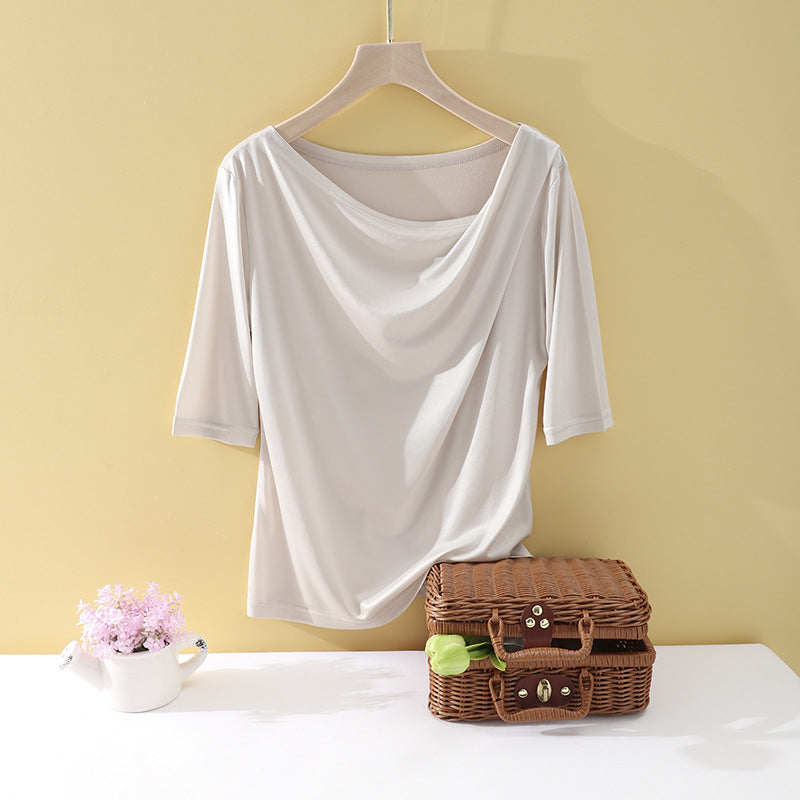 Damen Oversize-Drapé-Shirt mit Wasserfallkragen & leichtem Jerseyfall Echo Archiv
