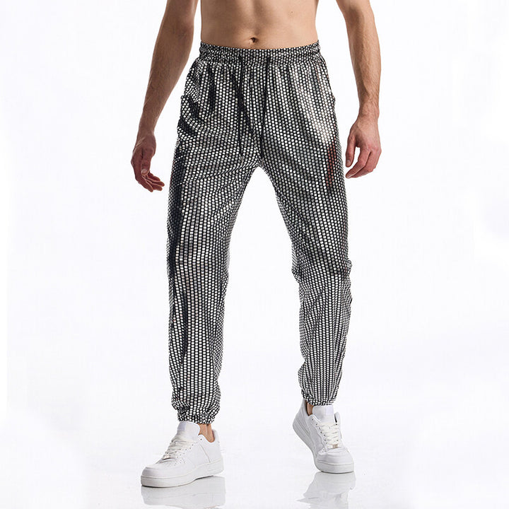Herren Glamouröse Jogginghose mit Metallic‑Karo, elastischem Bund und schmaler Silhouette Echo Archiv