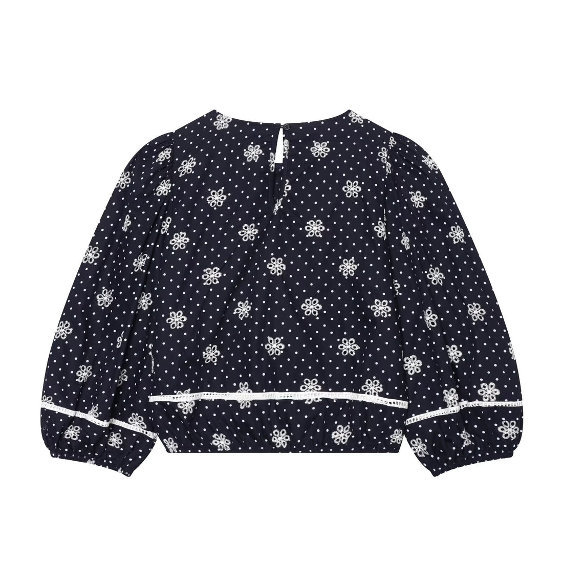 Damen Bestickte Polka-Dot Bluse mit Rüschen und Ballonärmeln Echoarchiv