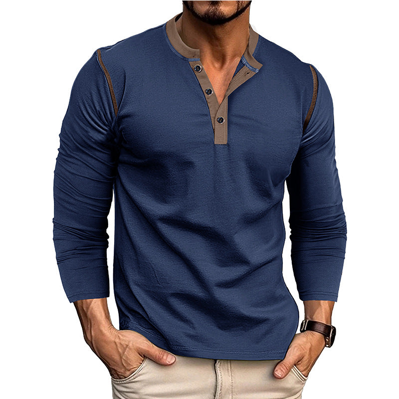 Herren Langarm-Hemd mit modischem Henley-Ausschnitt Echoarchiv
