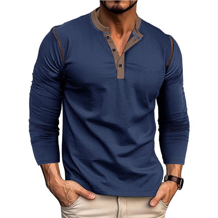 Herren Langarm-Hemd mit modischem Henley-Ausschnitt Echoarchiv