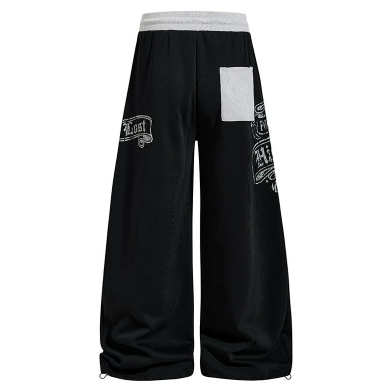 Damen Extraweite Palazzo-Sweathose mit Komfortbund, Kordelzug und großflächigem Print Echoarchiv