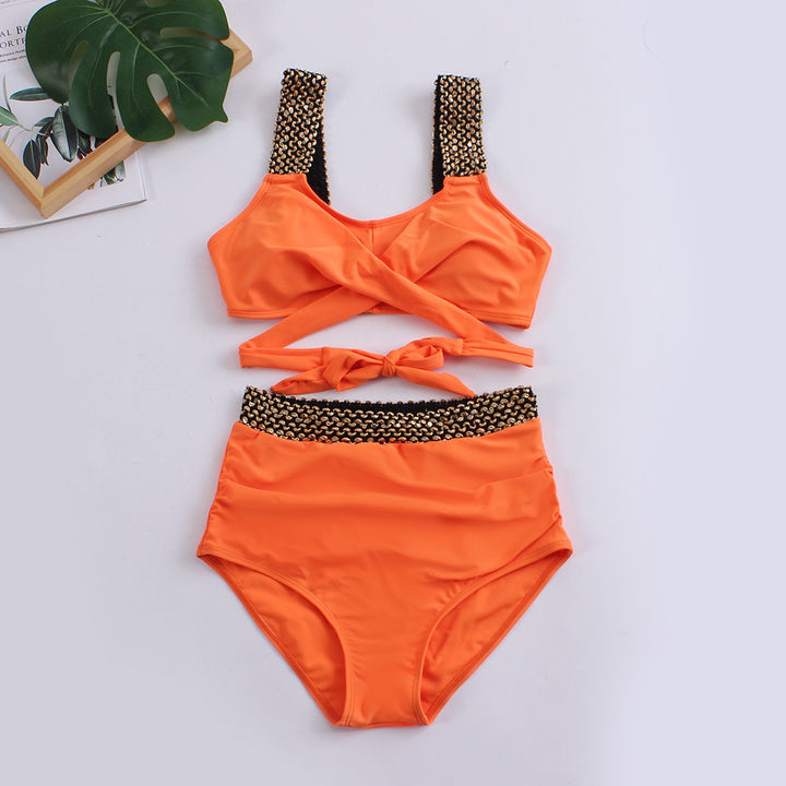 Damen Hochtailliertes Bikini-Set mit stilvollem Wickel-Oberteil Echo Archiv