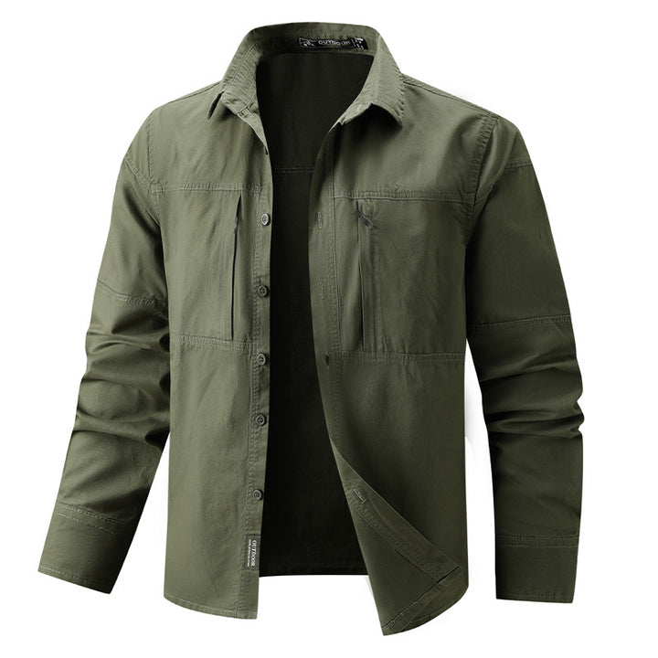 Herren nan leichtes Outdoor-Hemdjacke mit zwei vertikalen Brust-Reißverschlusstaschen und verstärkten Schulterpassen Echo Archiv