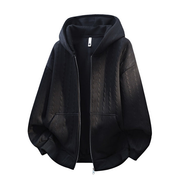 Damen Oversize Strick‑Kapuzenjacke mit Zopfmuster, Reißverschluss & Kängurutaschen Echoarchiv