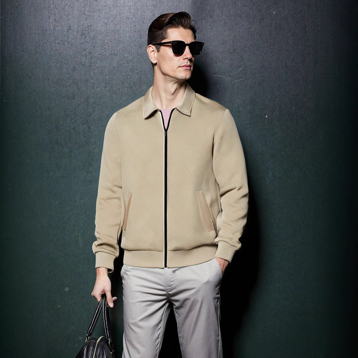 Herren sportliche Jacke mit strukturiertem Design und modernem Kragen Echoarchiv