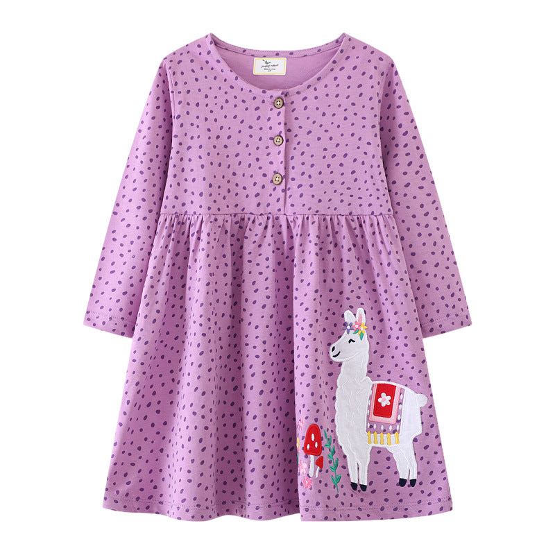 Mädchen Freizeitkleid mit süßer Lama-Applikation Echo Archiv