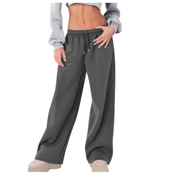 Damen weite High-Waist Relaxhose mit Kordelzug und verdeckten Seitentaschen – Avélisse