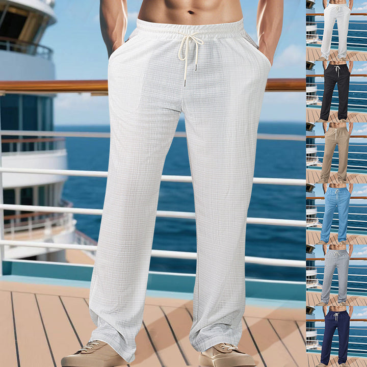 Herren Leichtgewichtige Struktur-Loungehose mit elastischem Tunnelzugbund und geradem Relaxed-Fit – Sorevano