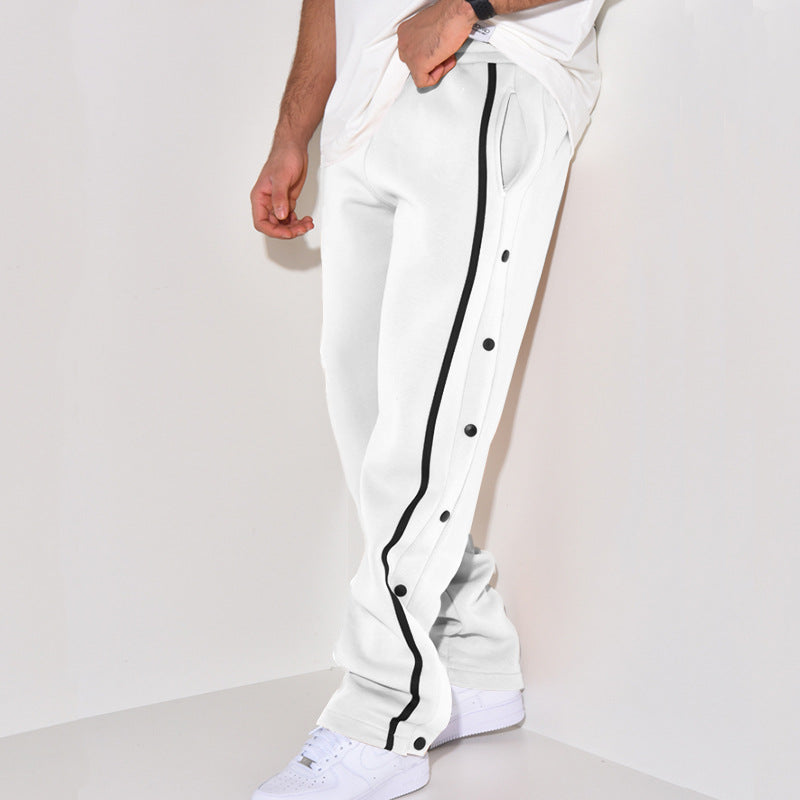 Herren Snap-Trackhose mit seitlichem Kontraststreifen, Druckknopf-Leiste und elastischem Bund Echoarchiv