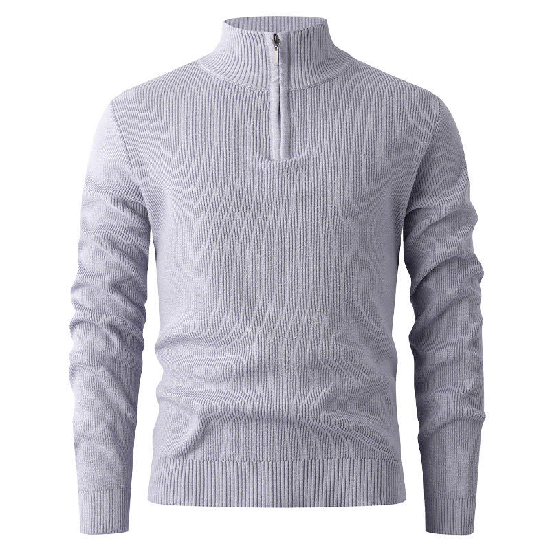 Herren nan Slim-Fit Halbzip-Strickpullover aus Merino-Baumwollmix mit verstärktem Stehkragen Echo Archiv