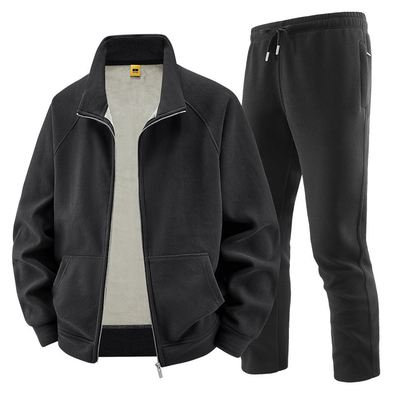 Herren Fleece-Trainingsset mit Stehkragen und Elastikbund Echo Archiv