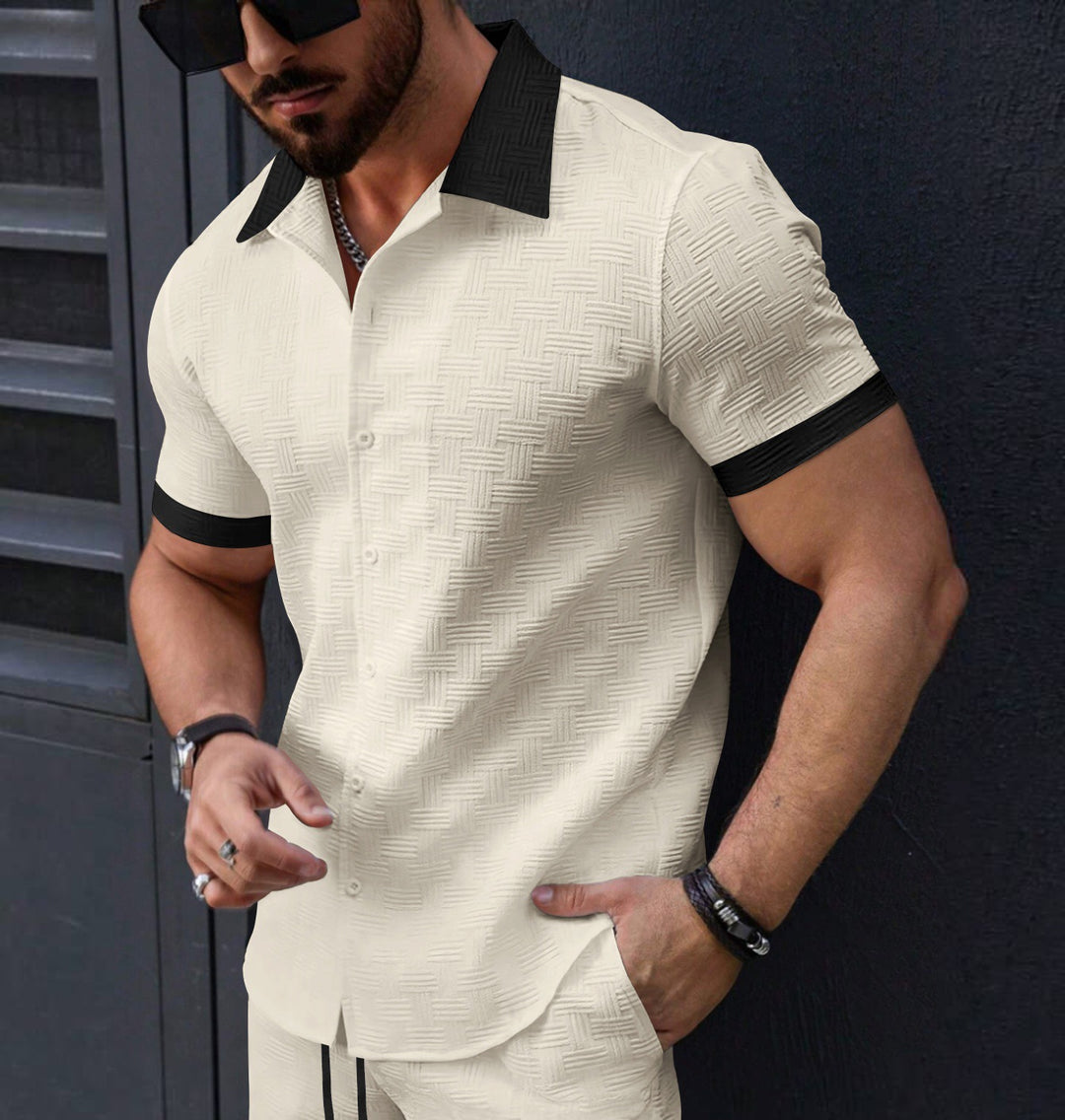 Herren Kurzarm Hemd mit strukturiertem Design Echoarchiv