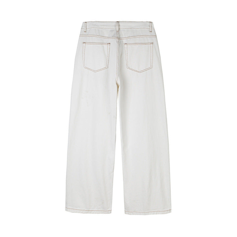 Damen Weite High-Waist Culotte-Jeans mit sichtbaren Kontrastnähten Echo Archiv